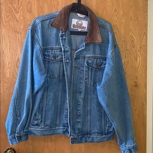 Vintage Woodlake Denim Jacket with Leather Trim S